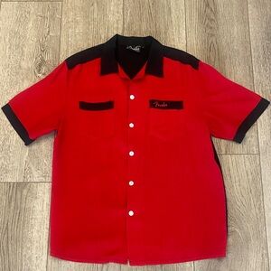 Men's Black and Red Fender Guitar Shirt